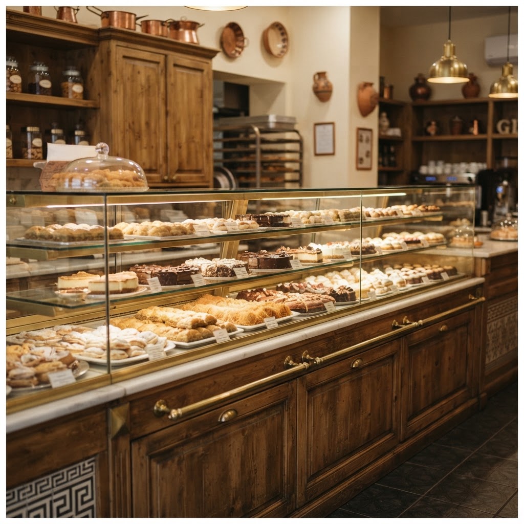 The Konditorei Panos cake counter